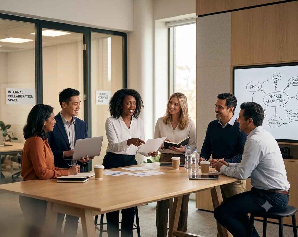 Lloyds PR team collaborating in a meeting room