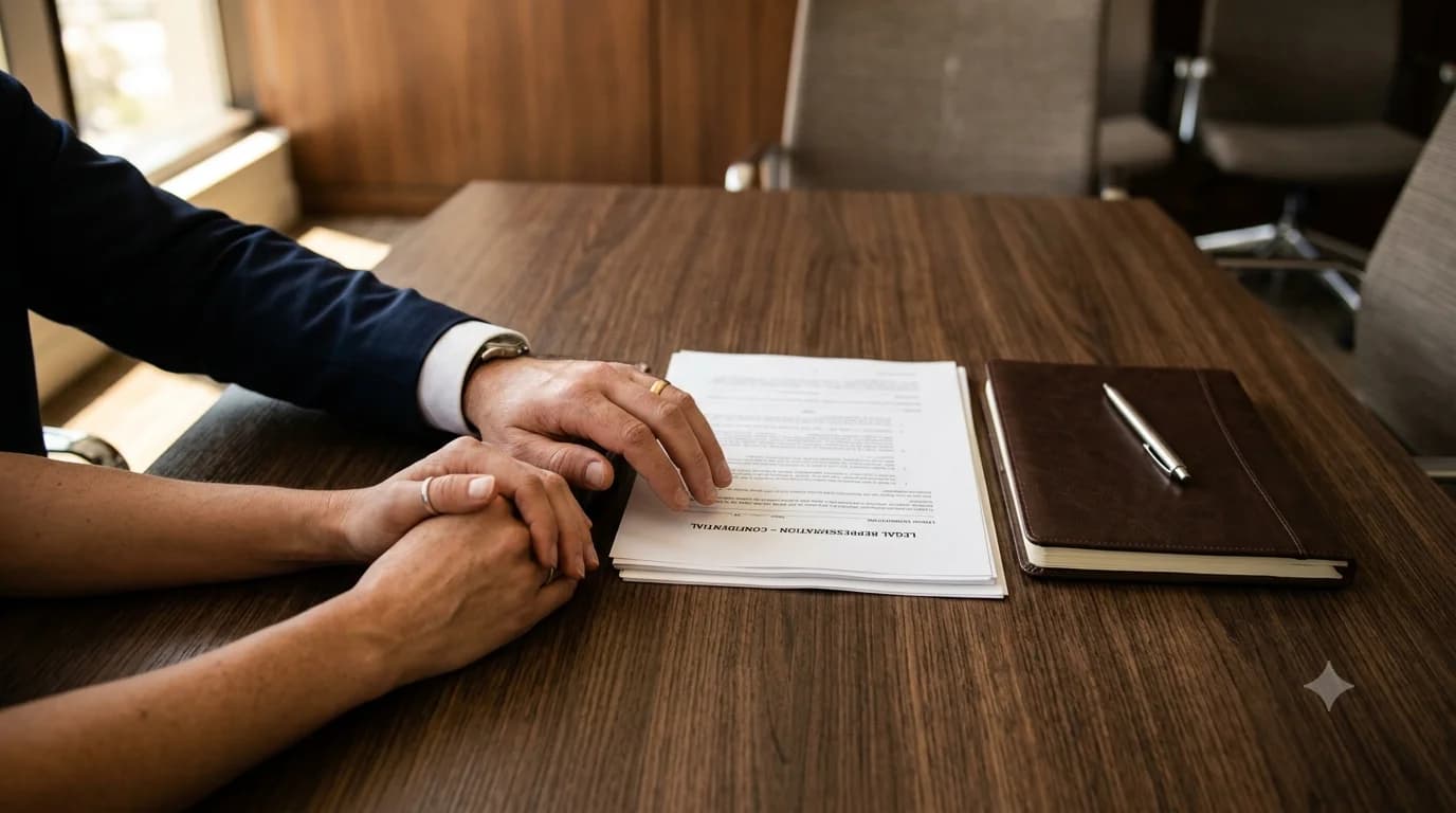 Lawyer providing reassuring guidance to a client
